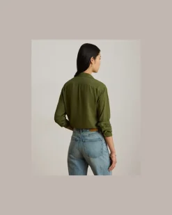 Relaxed-Fit Hemd aus Georgette Green