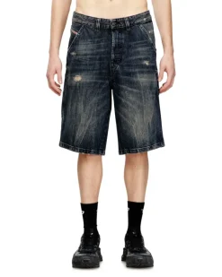 Relaxed-Fit-Jeansshorts mit Abnutzungen - Denim Kurze Hose - Herren - Blau