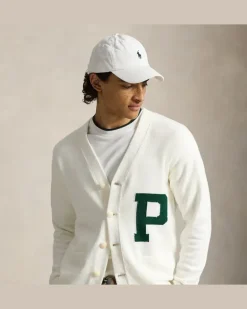 Relaxed-Fit Strickjacke im College-Stil Cream