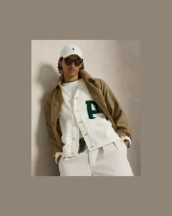 Relaxed-Fit Strickjacke im College-Stil Cream