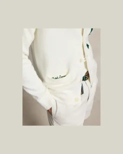 Relaxed-Fit Strickjacke im College-Stil Cream