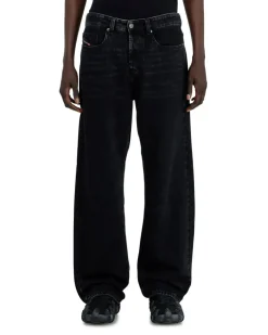 Relaxed Jeans Low Waist 2001 D-Macro, Schwarz/Dunkelgrau, Knopfverschluss