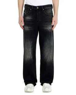 Relaxed Jeans Low Waist 2001 D-Macro, Schwarz/Dunkelgrau, Knopfverschluss