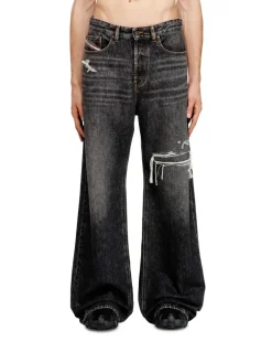 Relaxed Jeans Low Waist D-Rise, Schwarz/Dunkelgrau, Knopfverschluss