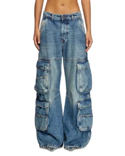 Relaxed Jeans Low Waist 1996 D-Sire, Mittelblau, Knopfverschluss