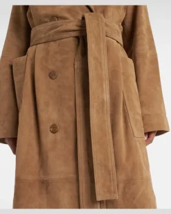 Róhe Wickelmantel aus Veloursleder Braun