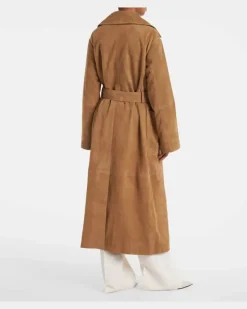 Róhe Wickelmantel aus Veloursleder Braun