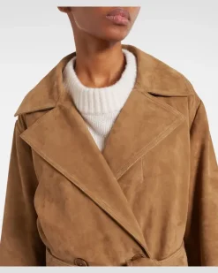 Róhe Wickelmantel aus Veloursleder Braun
