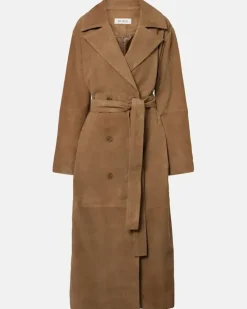 Róhe Wickelmantel aus Veloursleder Braun