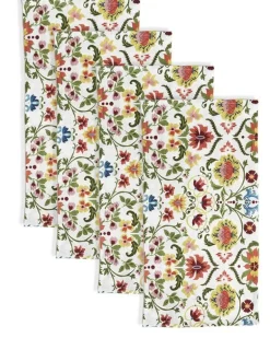 Rinascimento Blumen-Servietten (4er-Set) - Weiß