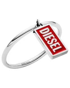 Ring mit Logo-Anhänger aus Edelstahl - Ringe - Unisex - Rot