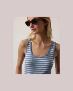 Rippenstrick-Tanktop Ellis mit Streifen Blue