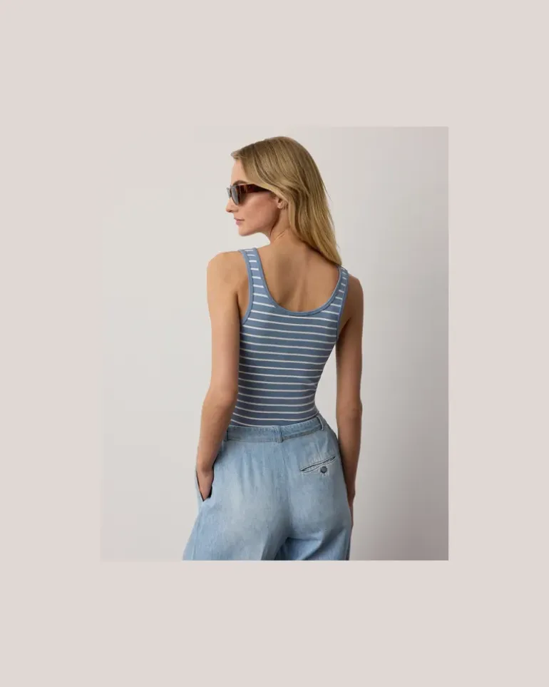 Rippenstrick-Tanktop Ellis mit Streifen Blue
