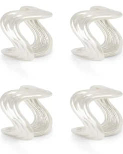 Ripple Serviettenringe (4er-Set) - Silber