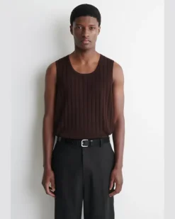 Rippstrick-Tanktop Aus Baumwolle Rot