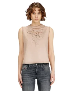 Ärmelloses Oberteil mit Dévoré-Fäden - T-Shirts - Damen - Rosa