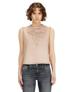 Ärmelloses Oberteil mit Dévoré-Fäden - T-Shirts - Damen - Rosa