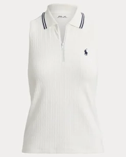 Ärmelloses Slim-Fit Racerback-Poloshirt White