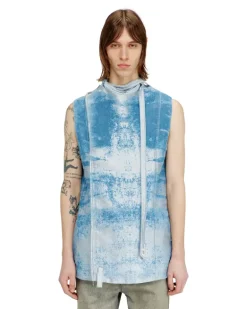 Ärmellose Weste aus farbigem Satin-Denim - Westen - Herren - Blau