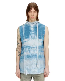 Ärmellose Weste aus farbigem Satin-Denim - Westen - Herren - Blau