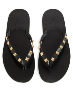 Rockstud Flip-Flops aus Ziegenleder - Schwarz rockstud