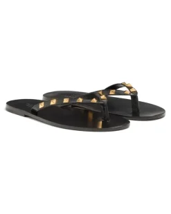 Rockstud Flip-Flops aus Ziegenleder - Schwarz rockstud
