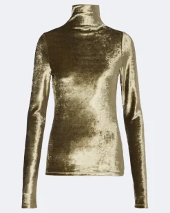 Rollkragentop aus Samt Gold