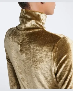Rollkragentop aus Samt Gold