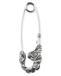 Rose Brosche mit Sicherheitsnadel - Silber