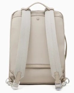 Rucksack aus Nylon und vollnarbigem Leder Beige