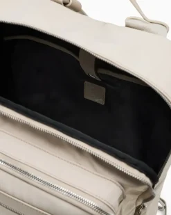 Rucksack aus Nylon und vollnarbigem Leder Beige