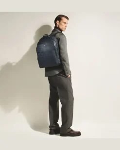 Rucksack Groß mit 3 Fächern aus Extreme Leder - Tintenblau - Leder - MB198045 - Rucksäcke