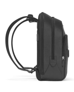 Rucksack Groß mit 3 Fächern aus Sartorial Leder - Schwarz - Leder - MB130274 - Rucksäcke
