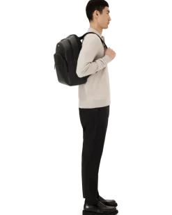 Rucksack Groß mit 3 Fächern aus Sartorial Leder - Schwarz - Leder - MB130274 - Rucksäcke
