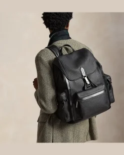 Rucksack Polo ID aus Narbenleder Black