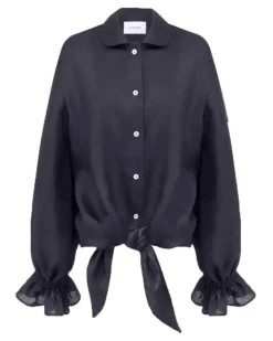 Rumba Hemd aus Leinen - Blau