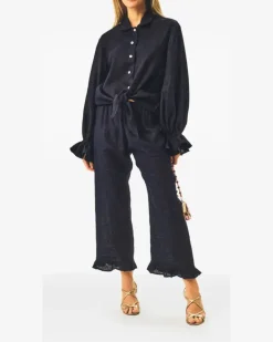 Rumba Hemd aus Leinen - Blau