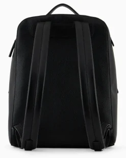 Runder Rucksack aus Leder Schwarz