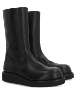 Runde Stiefel mit Reißverschluss - Schwarz