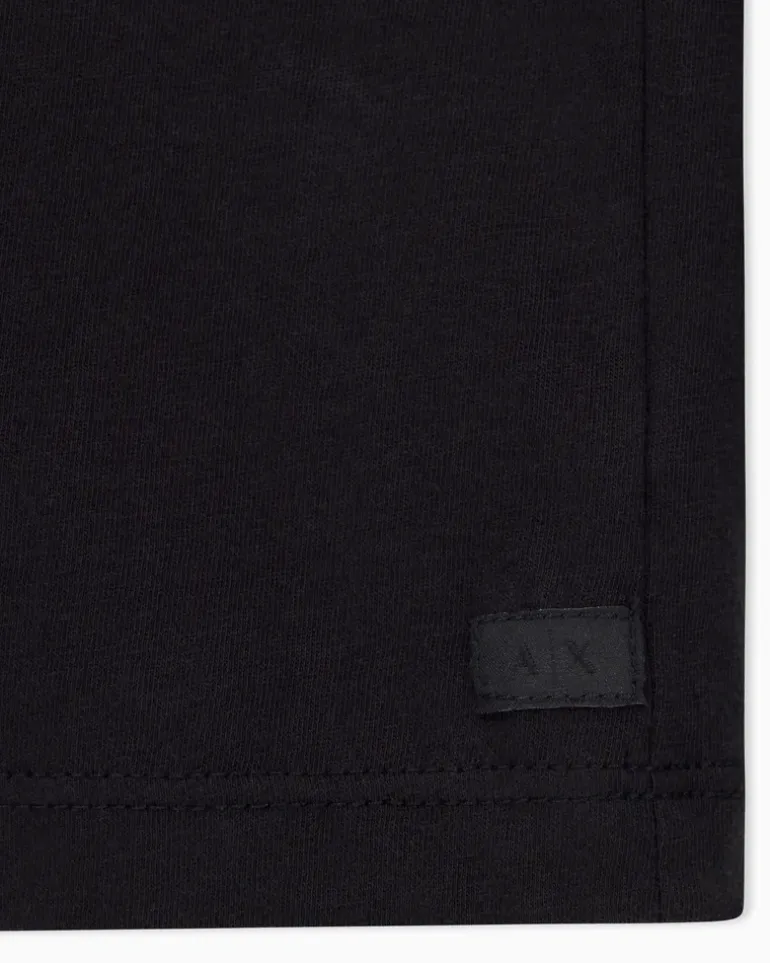 Rundhals-Langarmshirt aus Pima-Baumwolljersey Essential Schwarz