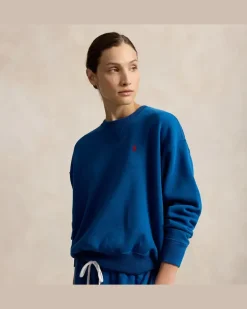 Rundhals-Sweatshirt aus Fleece Blue