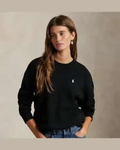 Rundhals-Sweatshirt aus Fleece Black
