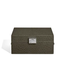 Sammler-Box für Uhren aus Leder mit Straußenprägung - Khaki - Leder - MB136554 - Sammlerboxen