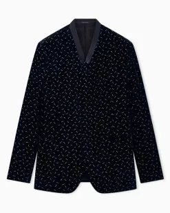Samtblazer Giorgio's mit Satinschalkragen und Strichmuster Schwarz