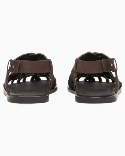 Sandalen aus Wildleder und geflochtenem Nubukleder Braun