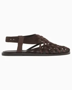 Sandalen aus Wildleder und geflochtenem Nubukleder Braun