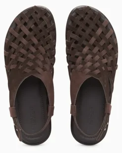 Sandalen aus Wildleder und geflochtenem Nubukleder Braun