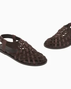 Sandalen aus Wildleder und geflochtenem Nubukleder Braun
