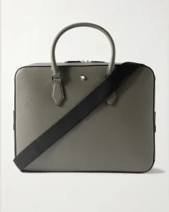 Sartorial Medium Cross-Grain Leather Briefcase Gray