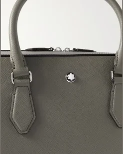 Sartorial Medium Cross-Grain Leather Briefcase Gray
